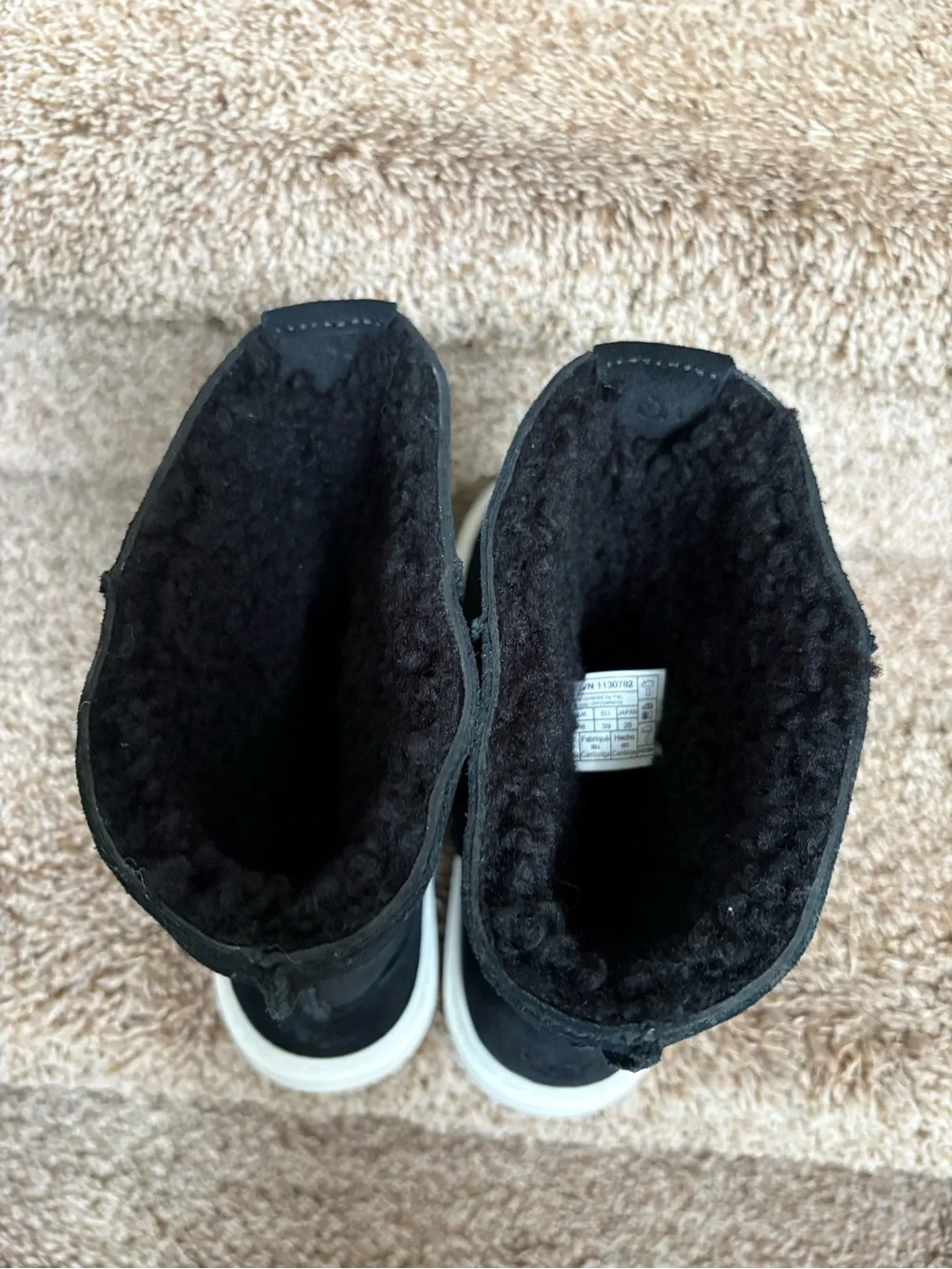 UGG Alameda Women’s Mid-Calf Black Suede Shearling Trim Boots.